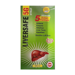 Liversafe 5G Advanced 5 Action Formula Antacid,Enzyme,Alkaliser,Liver Tonic & Appetiser Syrup 450ml