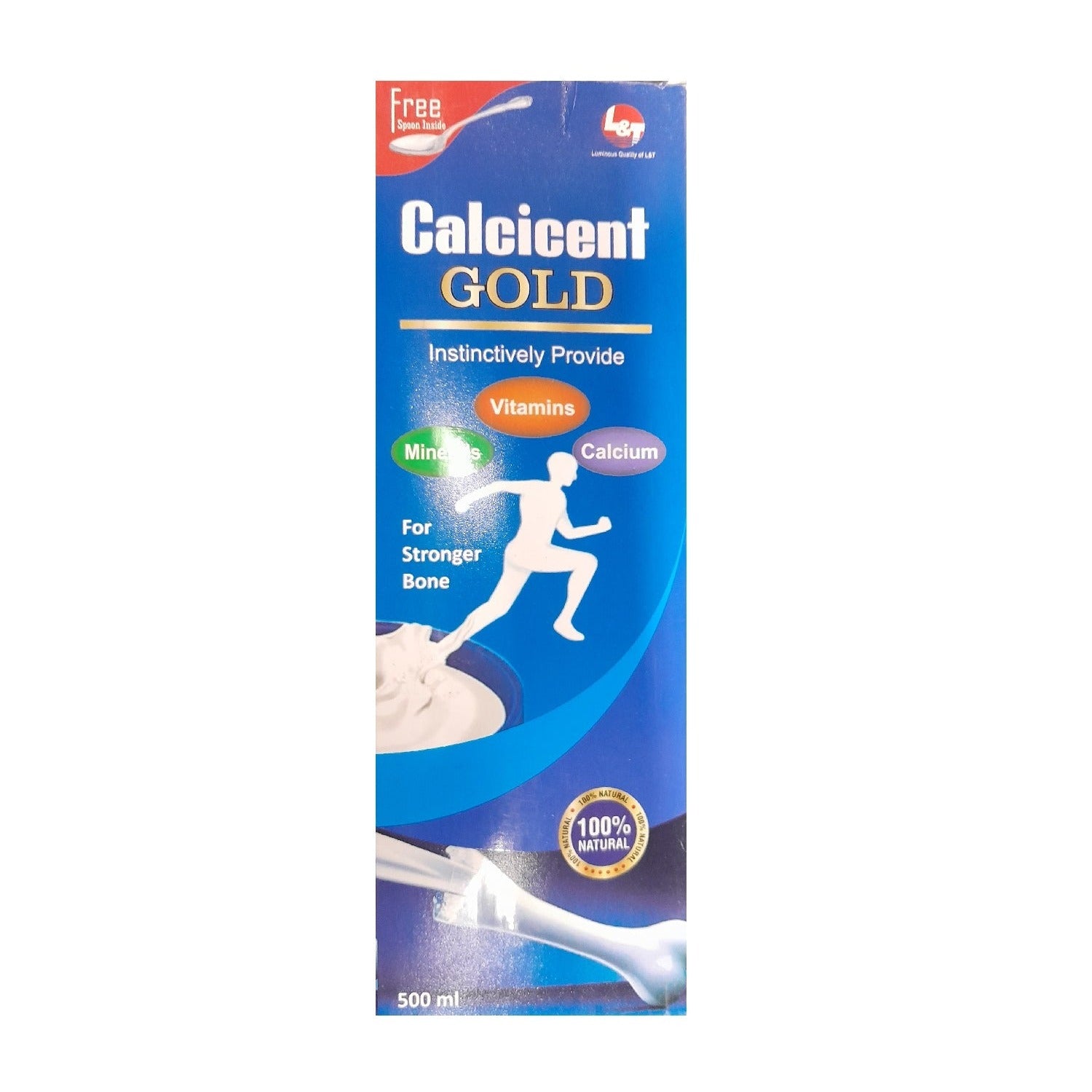 L & T Healthcare Ayurvedic Calcicent Gold Instinctively Provide For Strong Bone Vitamin,Minerals & Calcium Syrup 500ml