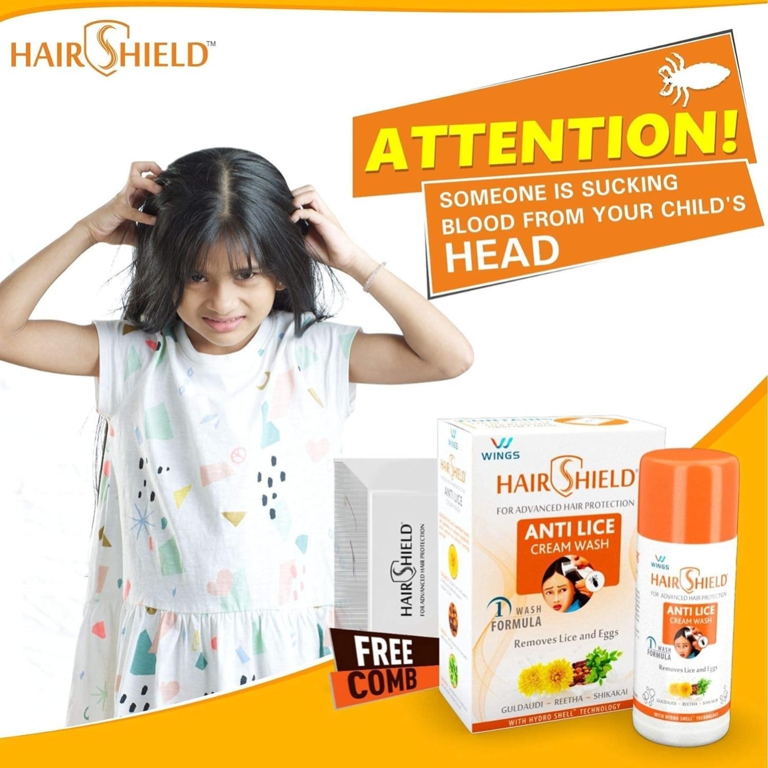 Wings Hair Shield Anti Lice Cream Wash 30ml