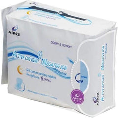 Airiz Soft Cotton Sanitary Pads With Wings 8 Pads For Night Use (280mm) & 10 Pads For Day Use (240mm)