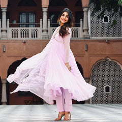 Bollywood Indian Pakistani Ethnic Party Wear Women Soft Pure Faux Georgerre Anarkali Dupptta Set Dress