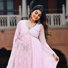 Bollywood Indian Pakistani Ethnic Party Wear Women Soft Pure Faux Georgerre Anarkali Dupptta Set Dress