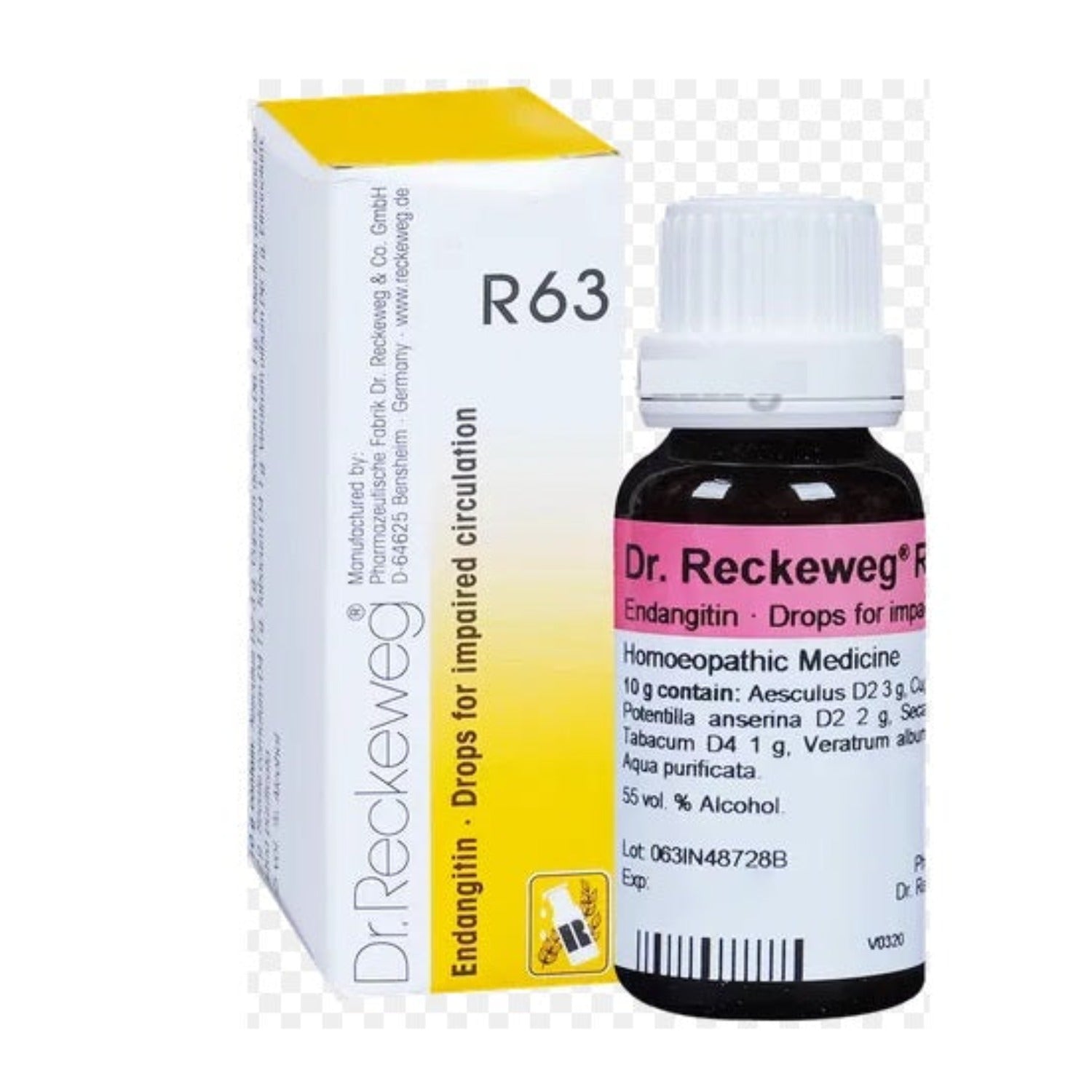 Dr Reckeweg Homoeopathy R63 Impaired Circulation Drops 22 ml