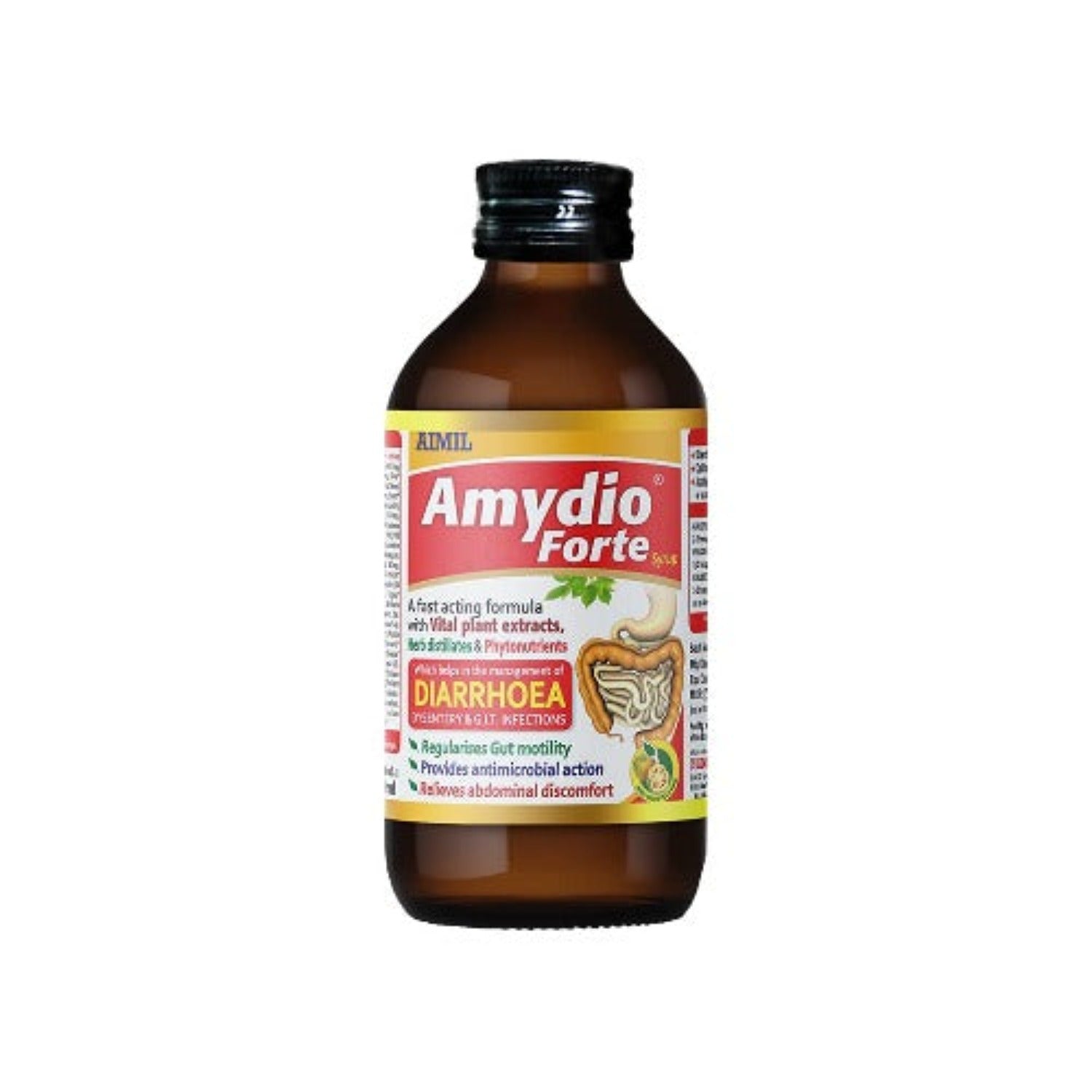Aimil Ayurvedic Amydio Forte Syrup For Diarrhoea & Dysentery Energizes Body By Replenishing Electrolyte To Prevent Dehydration 100 ml