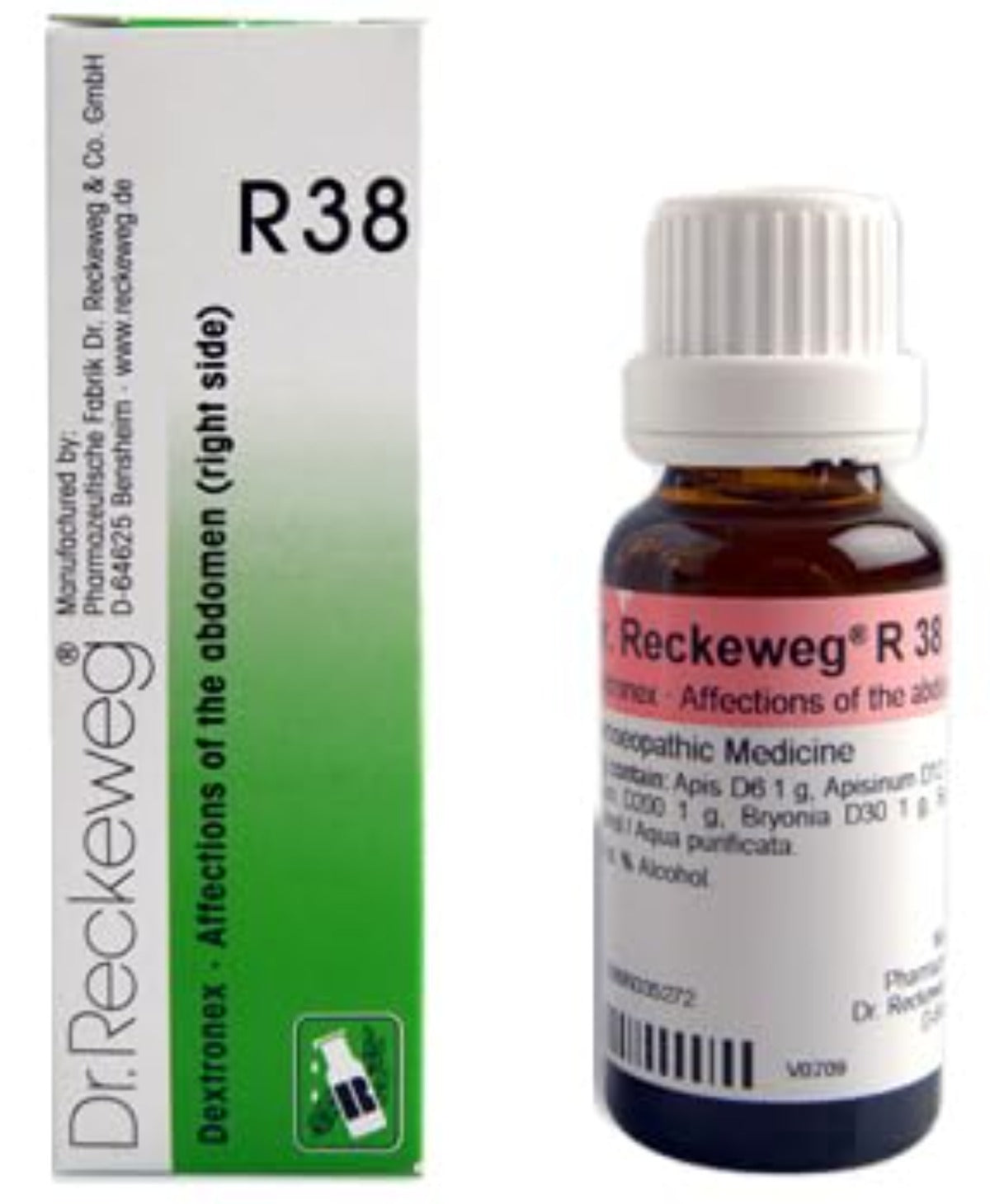 Dr Reckeweg Homoeopathy R38 Affections Of The Abdomen Right Side Drops 22 ml