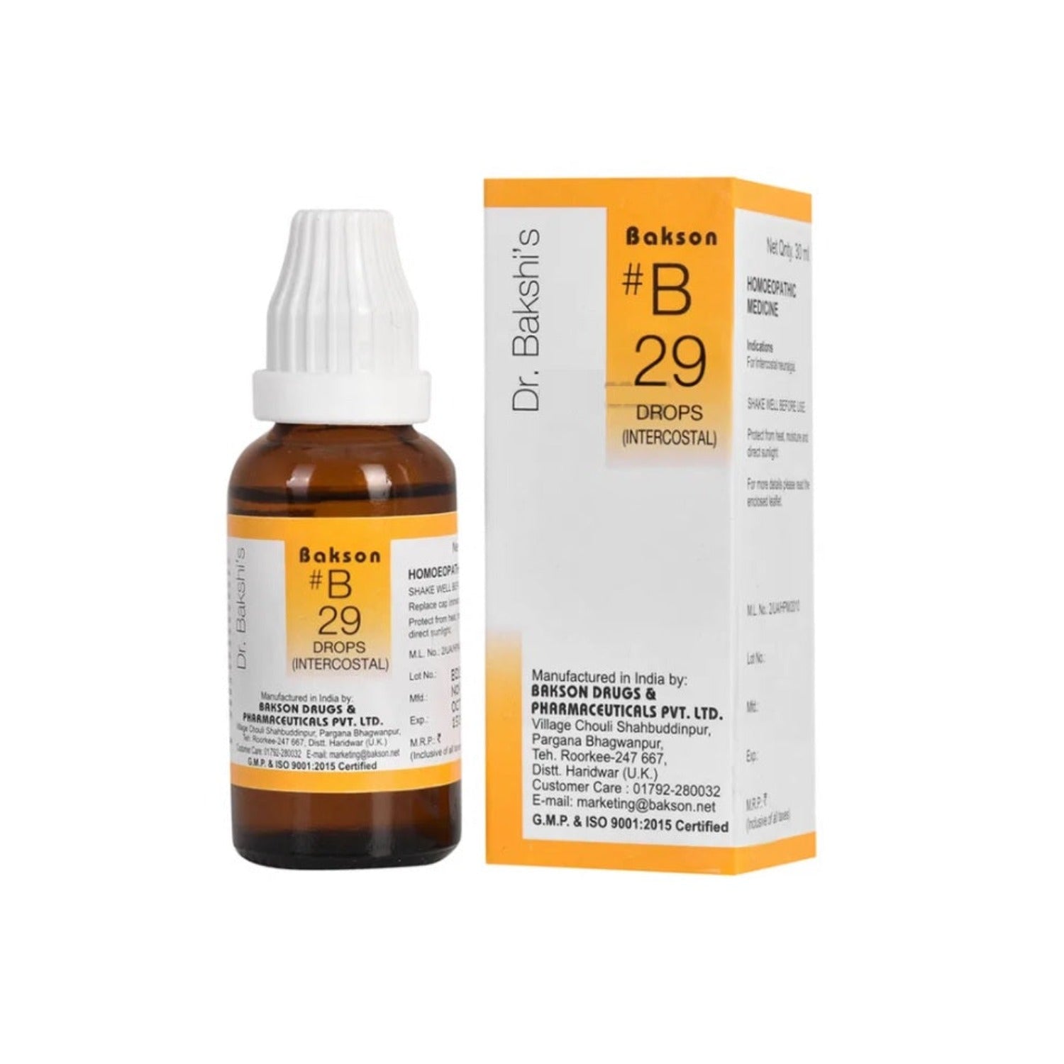 Bakson's Homoeopathy B29 (B-29) Intercostal For Pain In Intercostal Spaces Drops 30ml