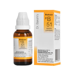 Bakson's B51 (B-51) Laryngeal For Chronic Hoarseness Of Singers,Swelling And Pain In Larynx Drops 30ml