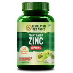 Himalayan Organics Plant Based Zinc With Vitamin C Builds Immunity & Anti Inflammation Acne Support 120 Vegetarian Capsules