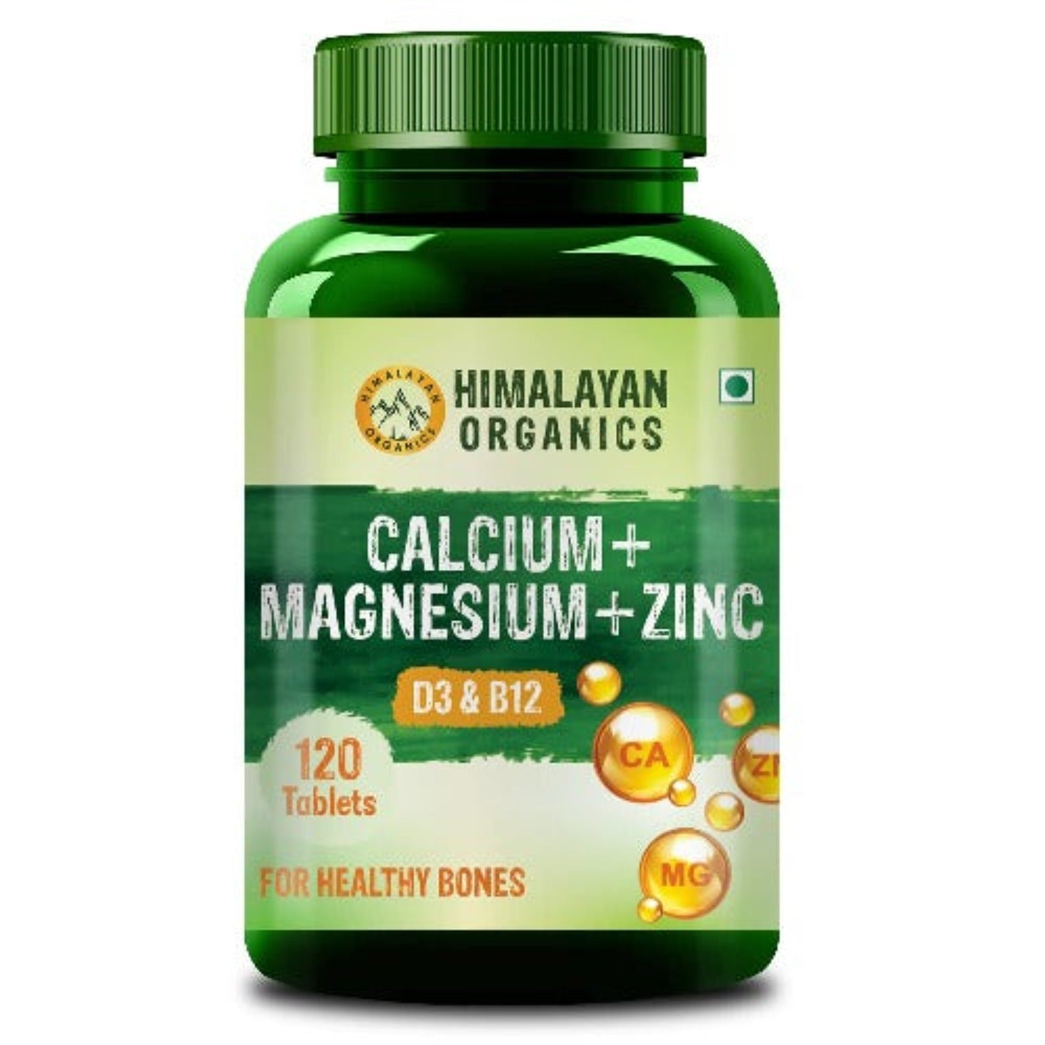 Himalayan Organics Calcium Magnesium Zinc Vitamin D3 & B12-120 Vegetarian Tablets