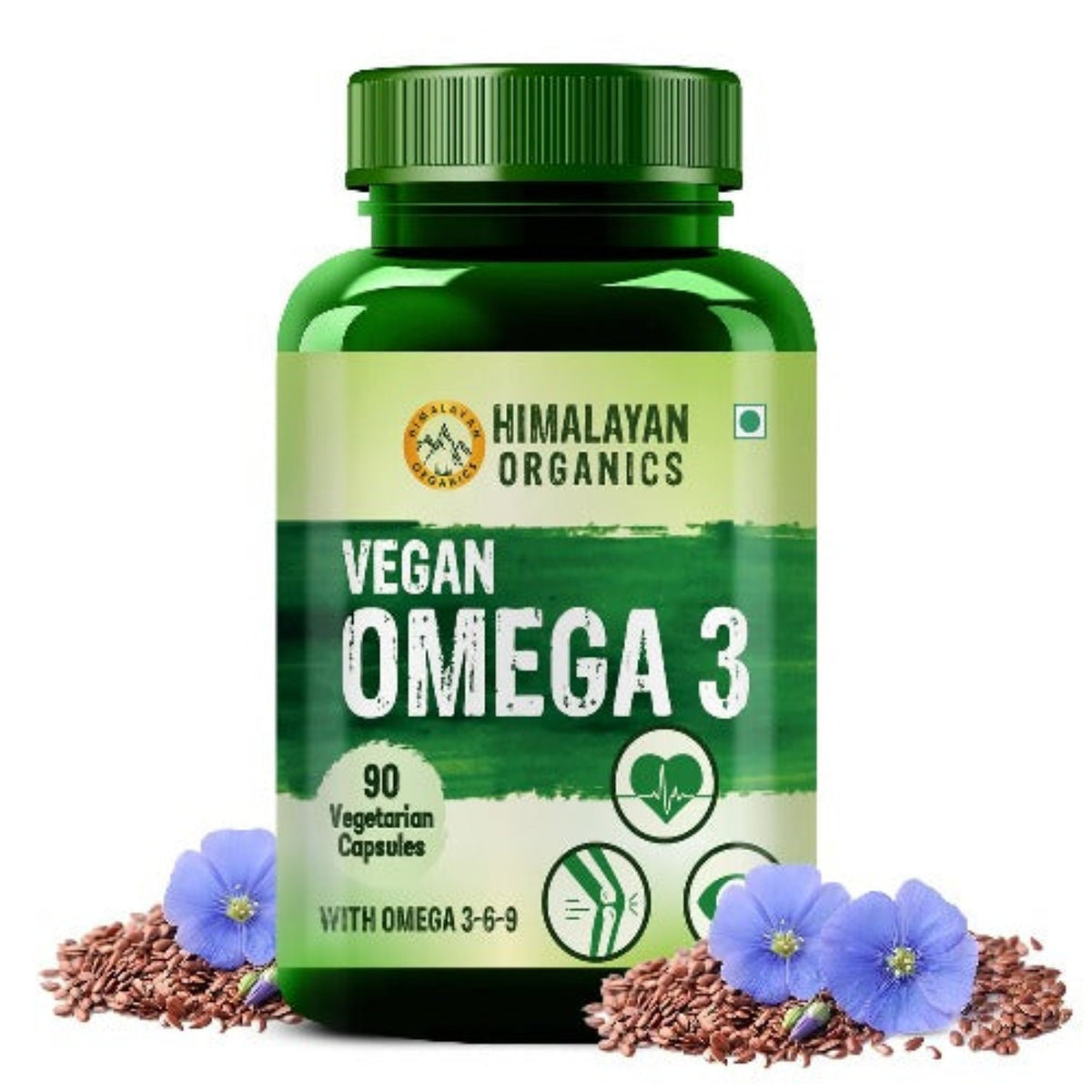 Himalayan Organics Omega 3 6 9 Vegan Natural Nutrition Supplement For Muscle,Bone,Heart & Skin 90 Capsules