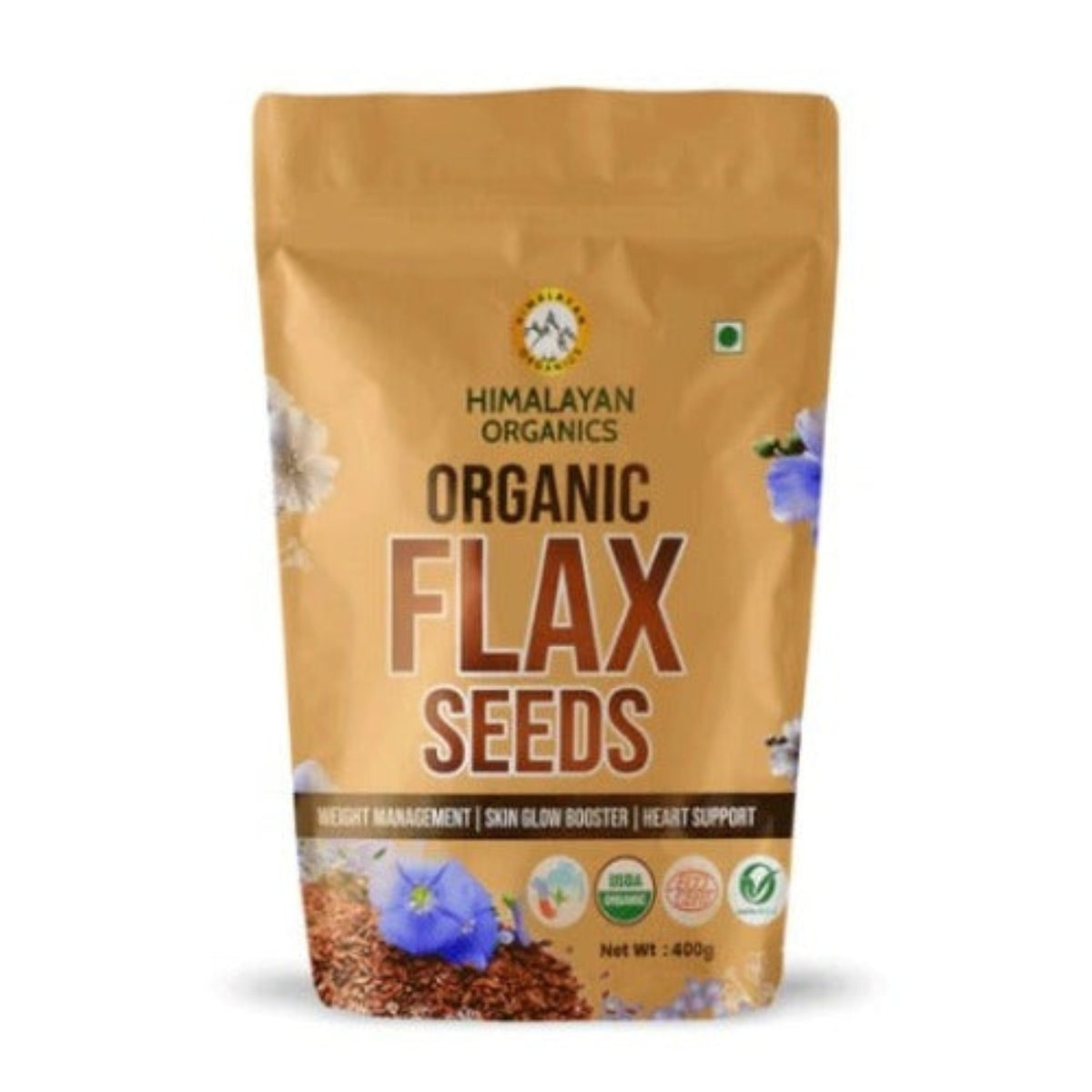 Himalayan Organics Certified Organic Flax Seeds Enriched with Omega 3 & Zinc for Healthy Weight Management & Supports Heart Health 400g