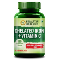Himalayan Organics Chelated Iron With Vitamin C Supplement 120 Vegetarian Tablets