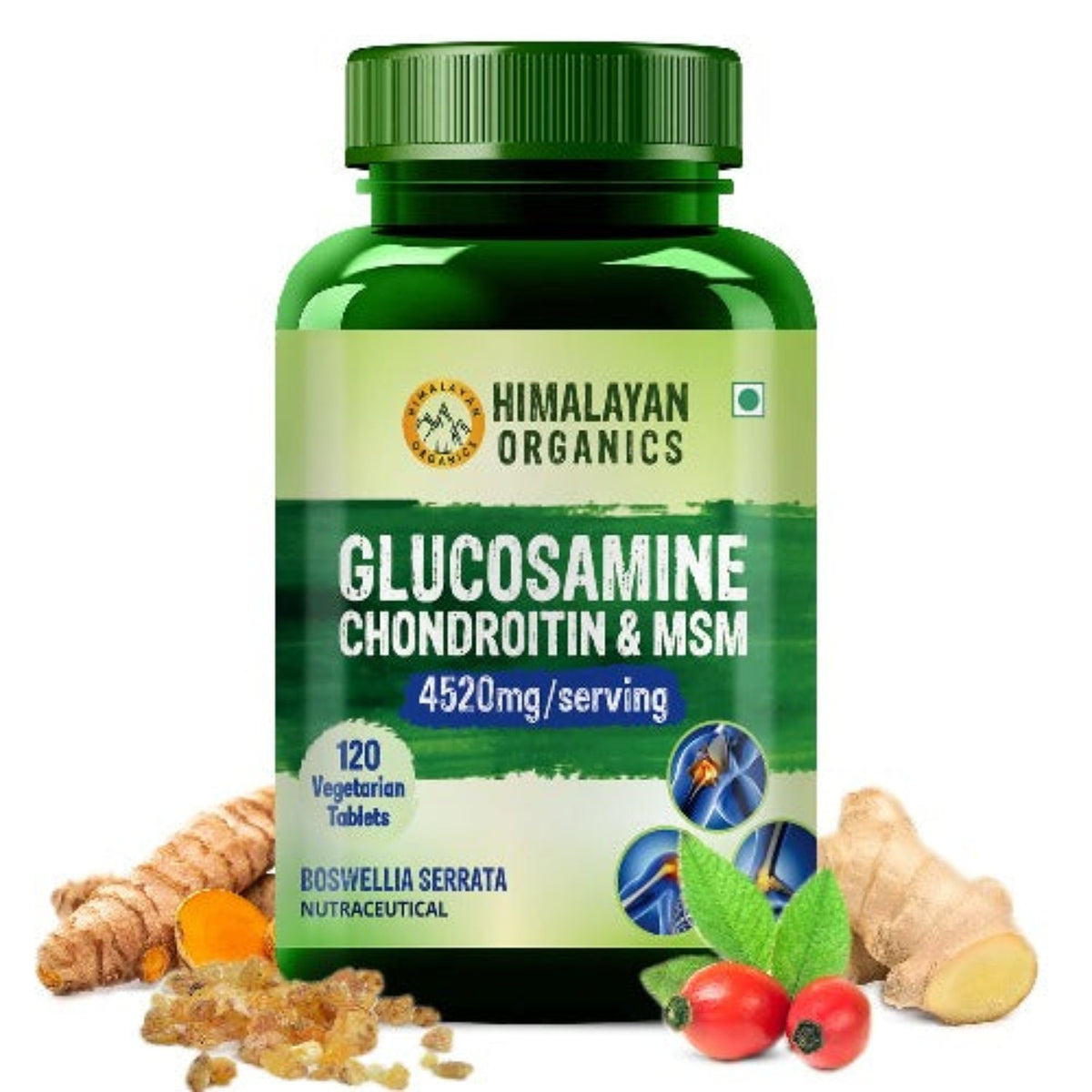 Himalayan Organics Glucosamine For Bone,Joint & Cartilage Support 120 Vegetarian Tablets
