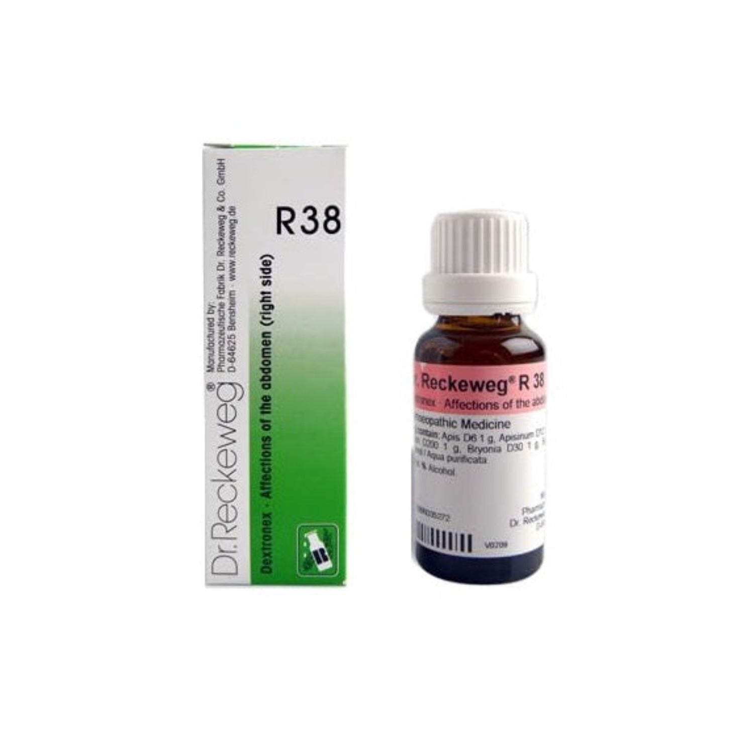 Dr Reckeweg Homoeopathy R38 Affections Of The Abdomen Right Side Drops 22 ml