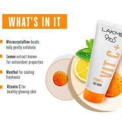 LAKMÉ 9To5 Vitamin C Facewash With Microcrystalline Beads For Refreshed & Glowing Skin