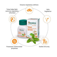 Himalaya Pure Herbs Respiratory Wellness Herbal Ayurvedic Tulasi Holy Basil Relieves Cough And Cold 60 Tablets
