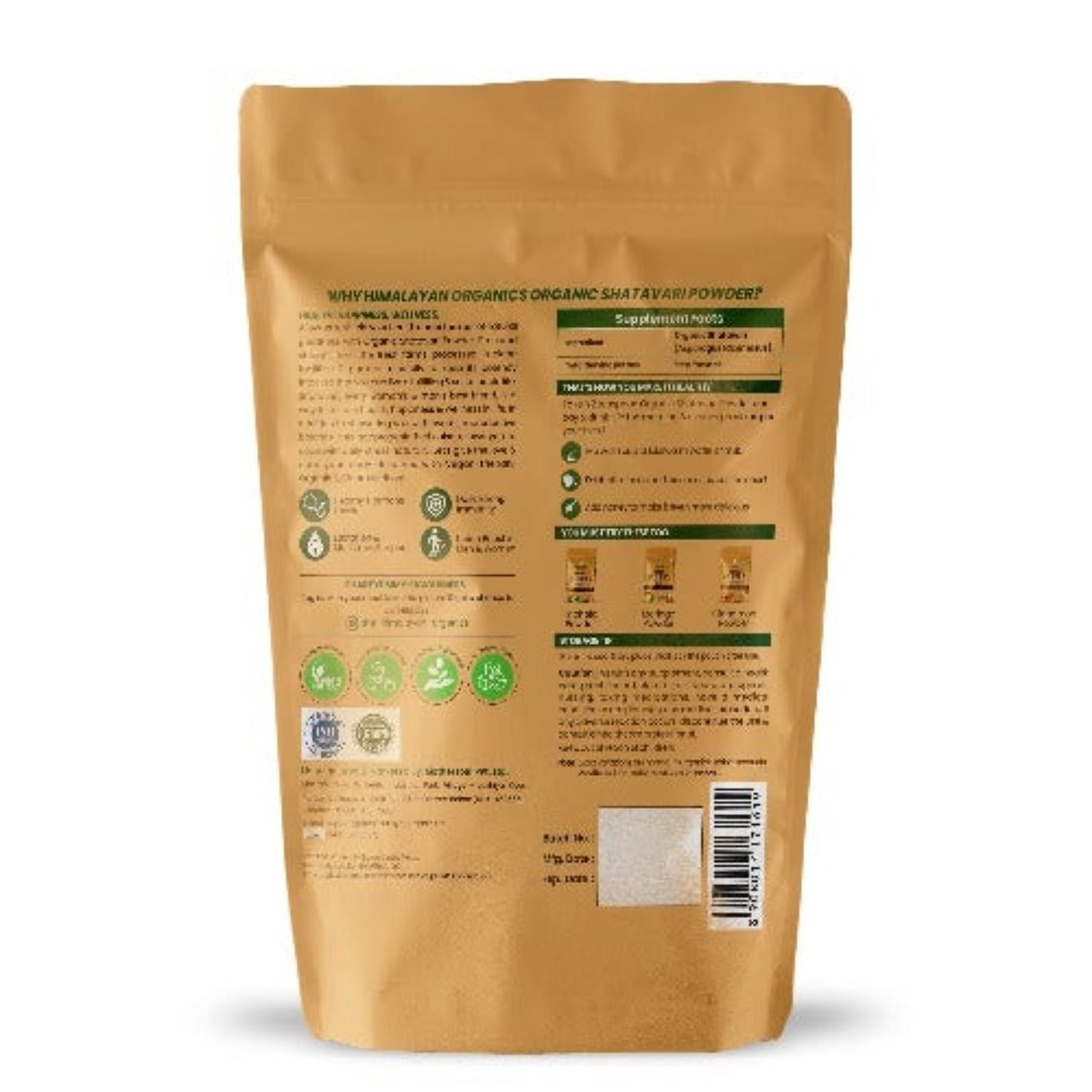 Himalayan Organics Organic Shatavari/Asparagus Racemosus Powder Healthy Hormones,Female Health,Overall Wellness (250 grams)
