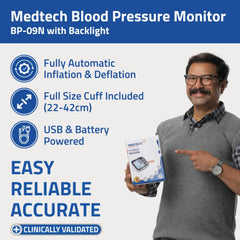 Medtech Automatic Digital BP Machine Blood Pressure Monitor BP09N (with backlight)