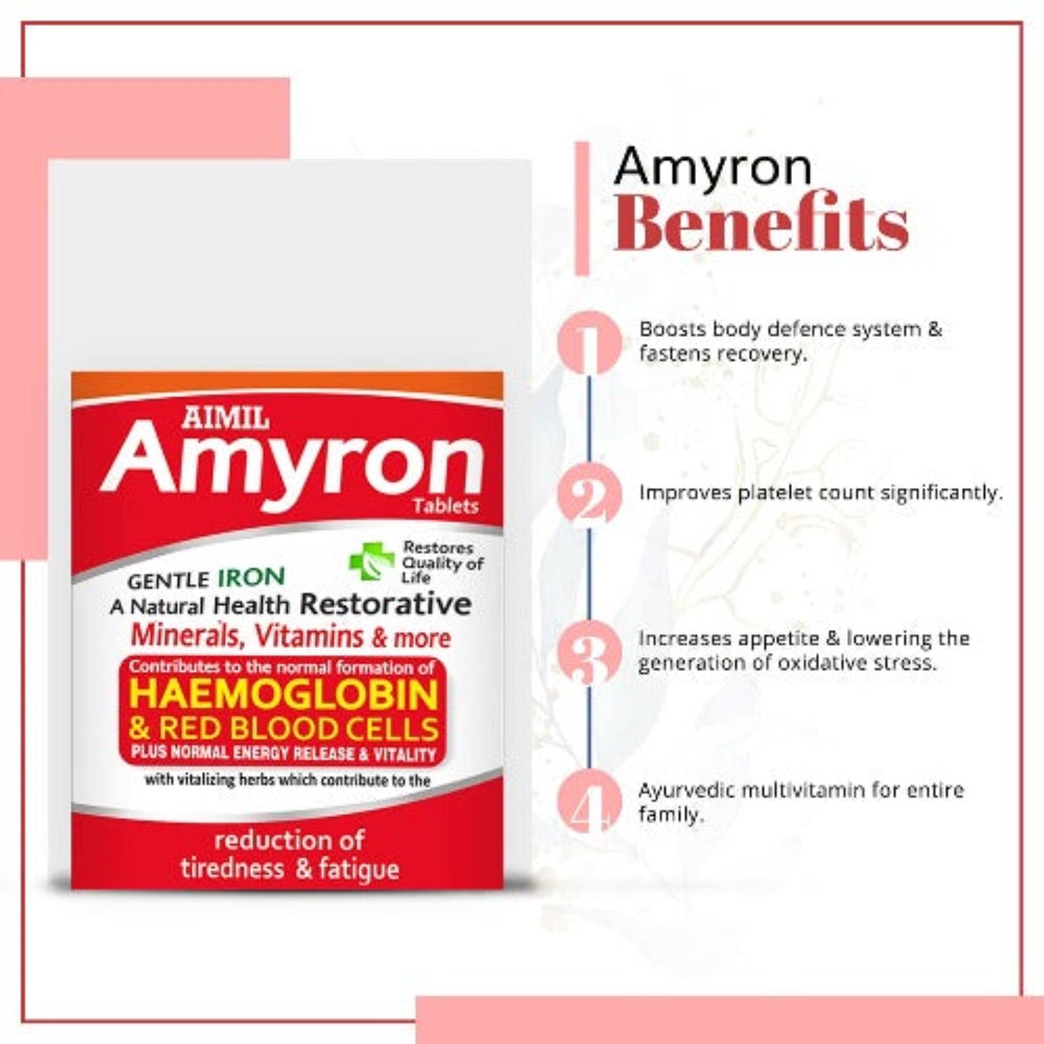 Aimil Ayurvedic Amyron Multivitamins Syrup For Men & Women With 34 Ingredients Reduce Tiredness & Fatigue Improves Hemoglobin Level Tablet & Syrup
