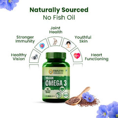 Himalayan Organics Omega 3 6 9 Vegan Natural Nutrition Supplement For Muscle,Bone,Heart & Skin 90 Capsules