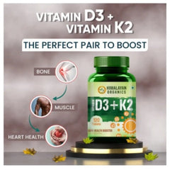 Himalayan Organics Vitamin D3 With K2 as MK-7 Supplement 120 Vegetarian Tablets