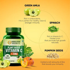 Himalayan Organics Plant Based Vitamin C With Zinc As Amla Extract Glowing Skin & Immunity 120 Capsules