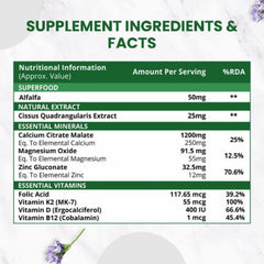 Himalayan Organics Alfalfa Calcium Citrate Malate 1200mg With Vitamin D,k2,Mk7,B12,Zinc & Magnesium 120 Vegetarian Tablets