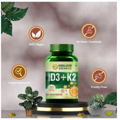 Himalayan Organics Vitamin D3 With K2 as MK-7 Supplement 120 Vegetarian Tablets