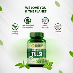 Himalayan Organics Organic Tulsi Tablets Holy Basil Provides Relief In Cough & Cold Natural Immunity Booster (120 Tablets)