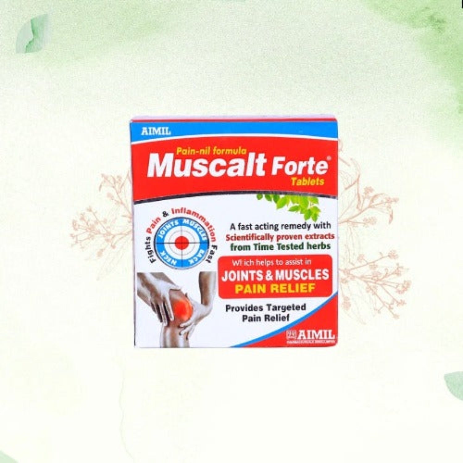 Aimil Ayurvedic Muscalt Fort Tablets for Bone & Joint Wellness Reduces Pain & Inflammation Fort Tablet,Oil Spray & Syrup