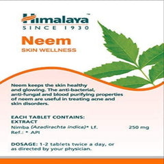 Himalaya Pure Herbs Skin Wellness Herbal Ayurvedic Neem Controls Acne 60 Tablets