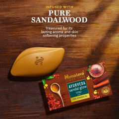 Himalaya Herbal Ayurvedic Personal Body Care Ayurveda Sandal Glow Ayurveda-Based Pure Sandalwood Oil In Soap For Nourished Glowing Skin Soap