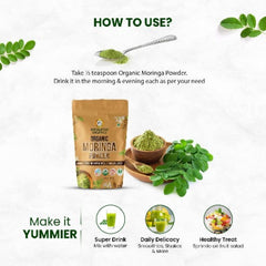 Himalayan Organics Certified Organic Moringa Powder (Moringa Oleifera) Herbal Supplement for Overall Wellness Powder 350g