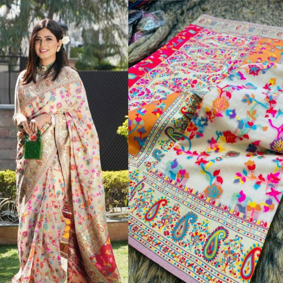 Bollywood Indian Pakistani Ethnic Party Wear Style Pure Soft Kan Silk Saree/Sari Code C 43