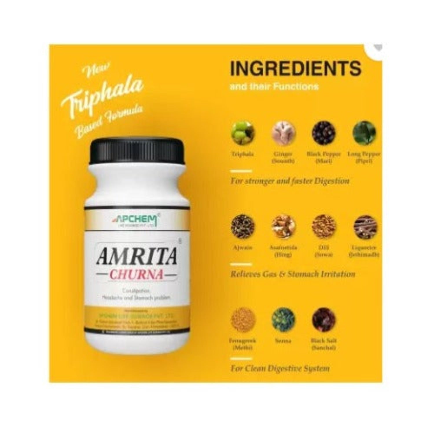 Apchem Amrita Ayurvedic Churna Effective Ayurvedic Remedy For Constipation And Body Digestive Tonic 80 Gm