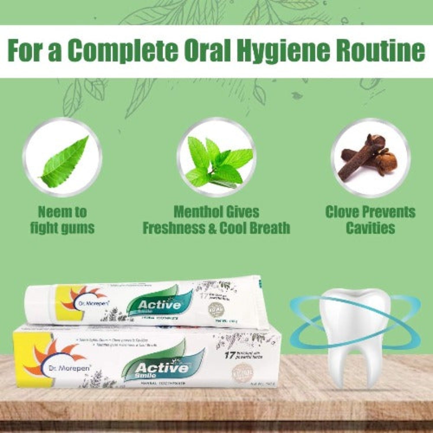 Dr.Morepen Active Smile Enriches With 17 Powerful Herbs Toothpaste 100 Gm