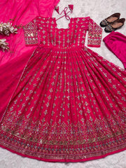 Bollywood Indian Pakistani Ethnic Party Wear Women Soft Pure Heavy Faux Georgette Anarkali Dress