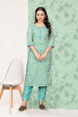 Bollywood Indian Pakistani Ethnic Party Women Wear Soft Pure Capsule print with foil Kurti-Pent Set collections