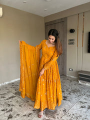 Bollywood Indian Pakistani Ethnic Party Wear Women Soft Pure Heavy Faux Georgette Anarkali Suit Dress