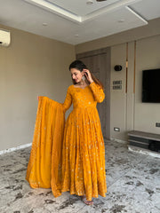 Bollywood Indian Pakistani Ethnic Party Wear Women Soft Pure Heavy Faux Georgette Anarkali Suit Dress