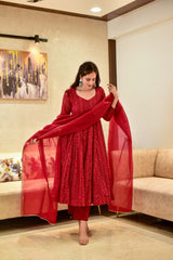 Bollywood Indian Pakistani Ethnic Party Wear Women Soft Pure Georgette Red Anarkali Dress