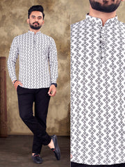 Bollywood Indian Pakistani Ethnic Party Wear Soft Pure Linen Cotton Print Short Kurta