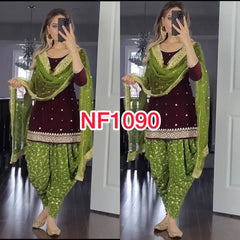 Bollywood Indian Pakistani Ethnic Party Wear Women Soft Pure Faux Georgette Top,Dhoti Salwar And Dupatta