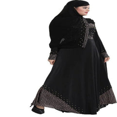 Beautiful Self Design Black Daman Moti Abaya for Girls & Women