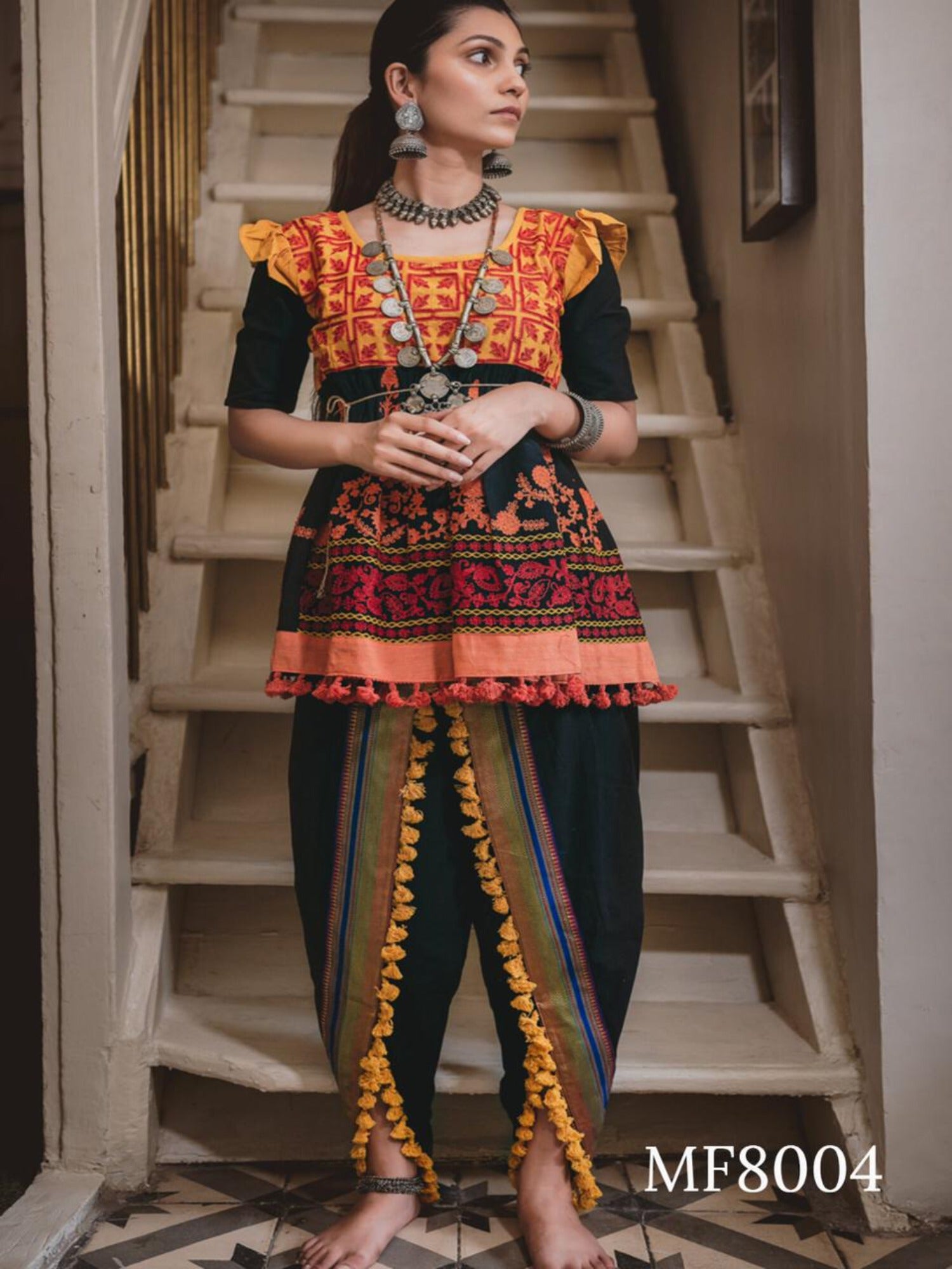 Bollywood Indian Pakistani Ethnic Party Wear Pure Soft Khadi Kath Putli Female Kedia And Tulip Pants Navratri Collections