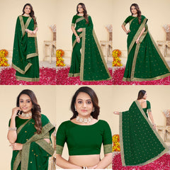 Bollywood Indian Pakistani Ethnic Party Wear Women Soft Pure Georgette With Fancy Pearl Diamond Work With Jacquard Lace Border Saree/Sari