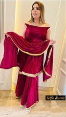Bollywood Indian Pakistani Ethnic Party Wear Women Soft Pure Original 9000 Velvet Sharara Plazzo Dress