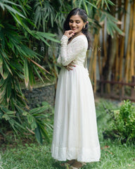 Bollywood Indian Pakistani Ethnic Party Wear Women Soft Pure Georgette White color full Embroidered Gown Dress