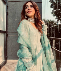 Bollywood Indian Pakistani Ethnic Party Wear Women Soft Pure Chanderi Cotton Anarkali Dress