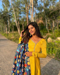 Bollywood Indian Pakistani Ethnic Party Wear Women Soft Pure Silk Anarkali With Contrast Dupatta Dress
